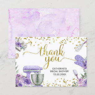 Stock violet Carte de remerciements de cuisine