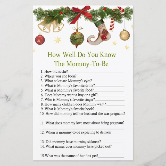 stockage de noël comment bien connaissez-vous baby (Devant)