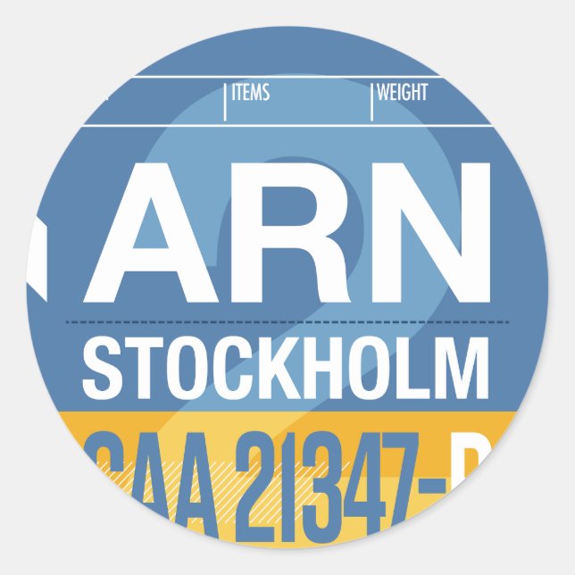 Stockholm - Autocollant Rond Voyage Tag (Devant)