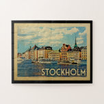 Stockholm Jigsaw Puzzle Suède Vintage<br><div class="desc">Stockholm Suède design dans le style Vintage voyage avec un magnifique cadre fluvial côtier.</div>