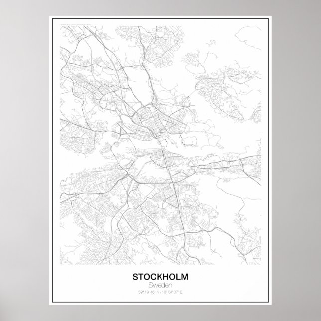 Stockholm, Suède, Poster de la carte minimaliste ( (Devant)