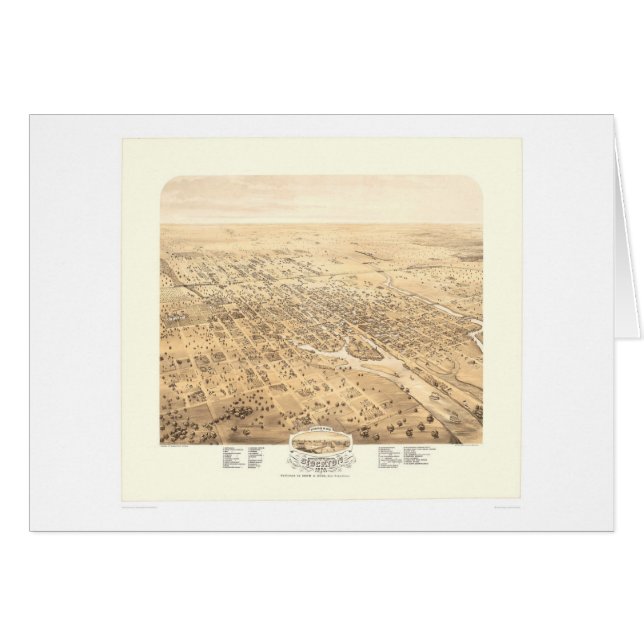 Stockton, carte panoramique 1870 (1667A) de CA - (Devant horizontal)