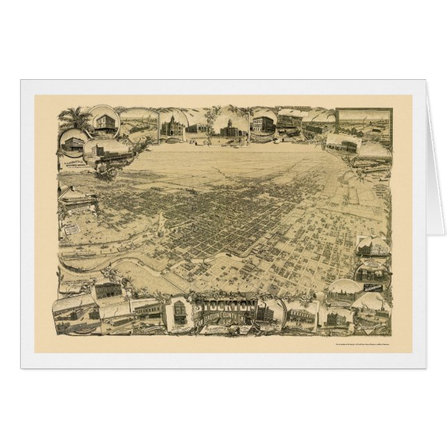 Stockton, carte panoramique de CA - 1895 (Devant horizontal)