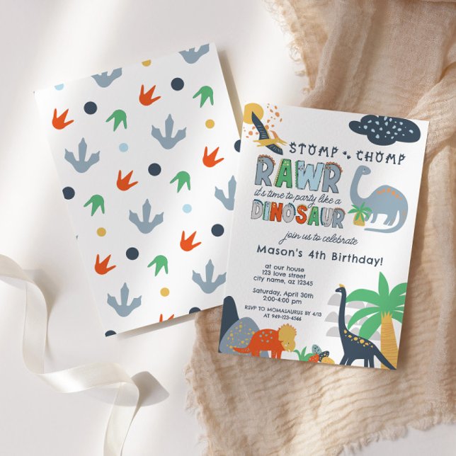 Stomp Chomp Rawr Dinosaur Invitation Anniversaire (Créateur téléchargé)
