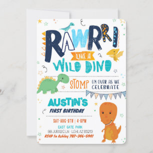 Stomp Chomp Roar Dinosaur Invitation Anniversaire