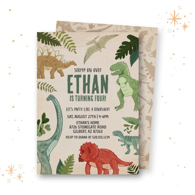 Stompe sur Dinosaur Invitation Anniversaire (Créateur téléchargé)
