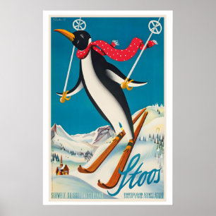 Stoos Suisse Affiche Vintage Ski