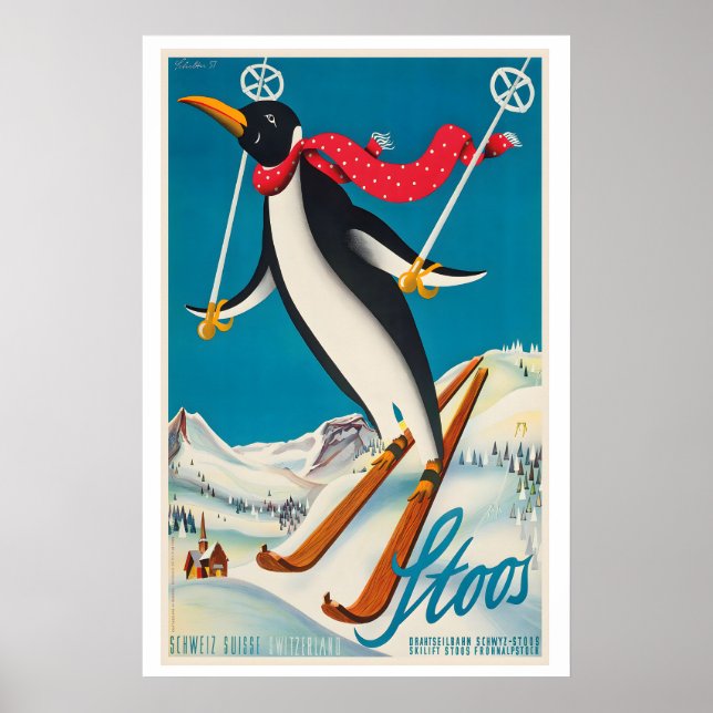 Stoos Suisse Affiche Vintage Ski (Devant)