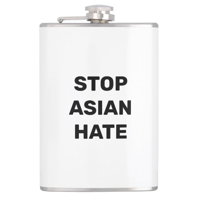 Stop Asian Hate, noir blanc Vinyl enveloppé Flacon (Devant)