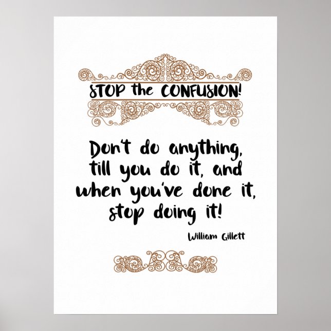 Stop the Confusion Poster (Brown) avec citation am (Devant)