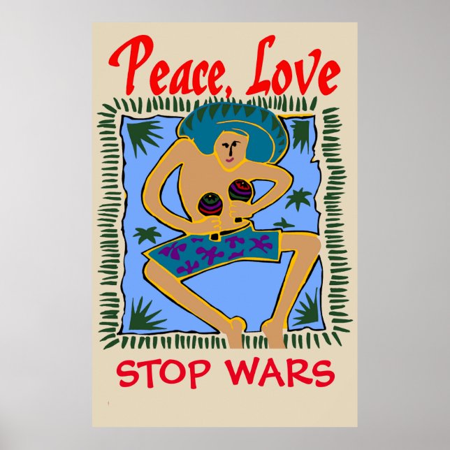 Stop Wars, Peace Love, Poster de l'homme Rasta (Devant)