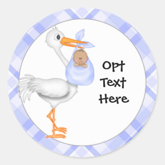 Stork & Baby Boy with Dark Skin Stickers