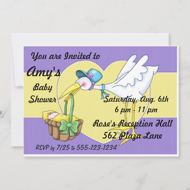 Stork Baby Shower Invitations Faire-part (Devant)