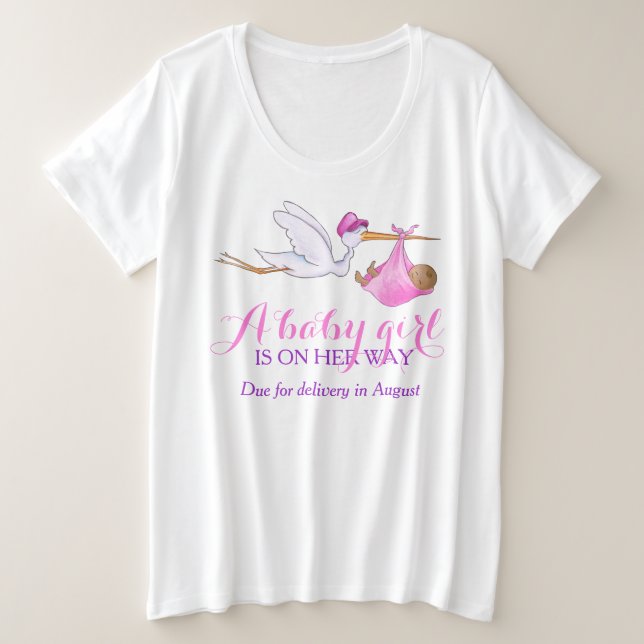 Stork bébé fille sur le chemin de la date personna (Design devant)