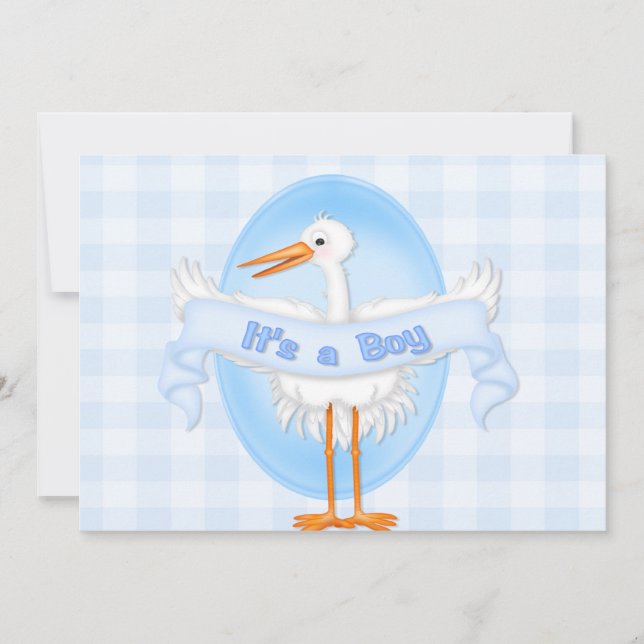 Stork C'est un Baby shower garçon Invitation (Devant)