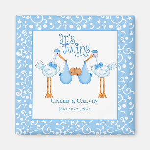 Stork Holding Twin African American Boys Magnet