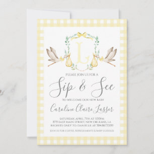 Stork Sip et voir Baby shower Invitation