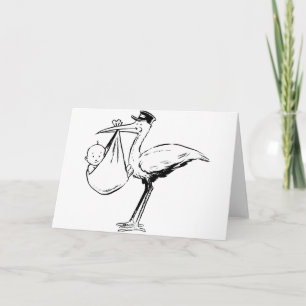 Stork Tenant Une Carte De Voeux Pour Bébé
