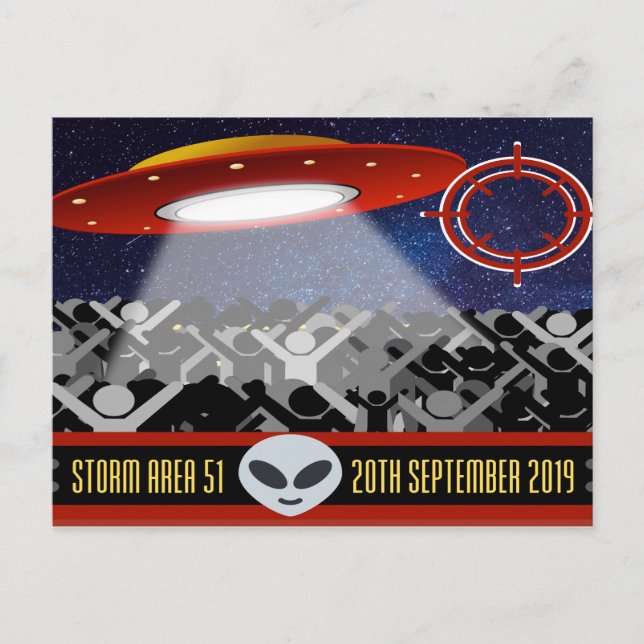 Storm Area 51 populaire mème humour carte postale (Devant)