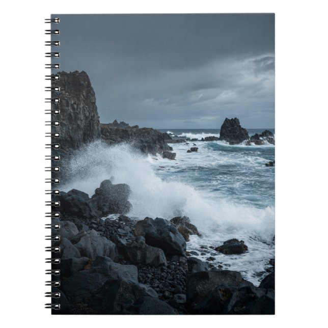 Stormy Ocean Waves Carnet de la côte rocheuse (Devant)
