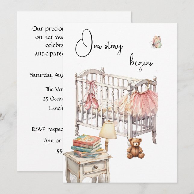 Story Book Baby Shower Digital Download Invitation (Devant / Derrière)