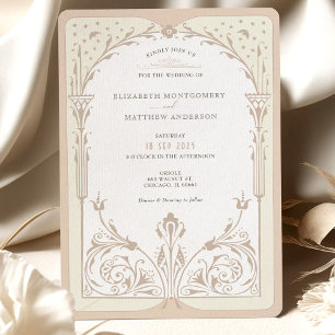 Storybook Cream Taupe Elegance Faire-part de maria