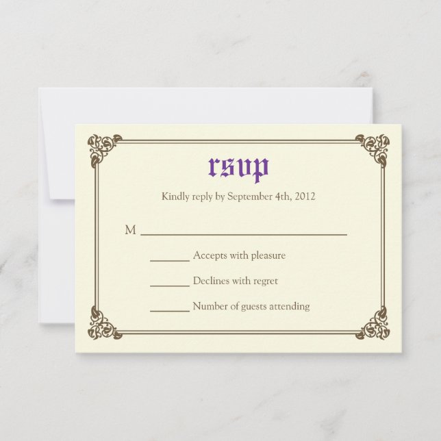 Storybook Fairytale Wedding Carte RSVP - Violet (Devant)