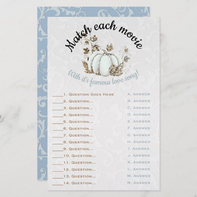 Storybook Gold White Citrouille Match de mariée je (Devant / Derrière)