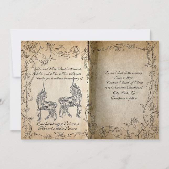 Storybook Perfect Unicorn Faire-part de mariage (Devant)
