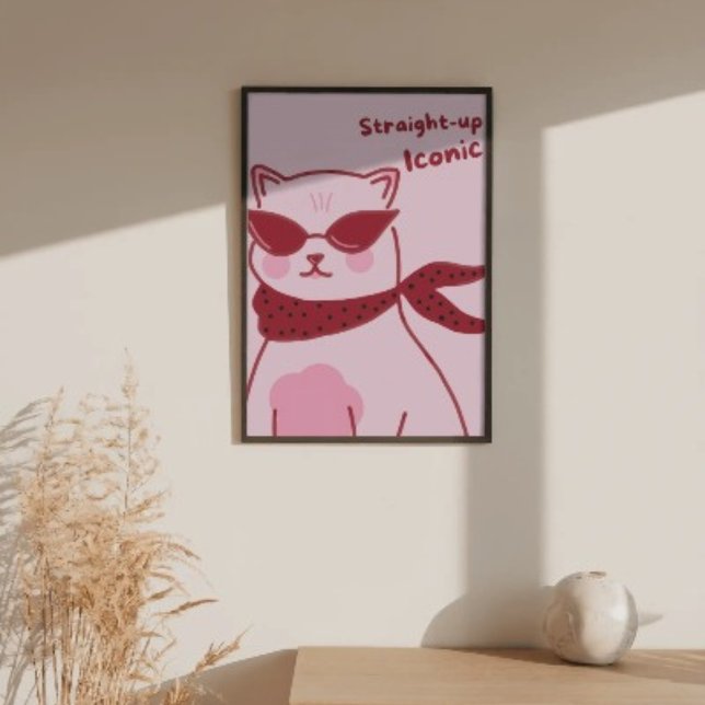 Straight-Up Iconic Pink Cat Poster (Créateur téléchargé)