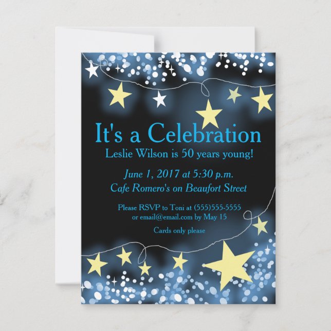 Strands of Stars 50th Birthday Invitation (Devant)