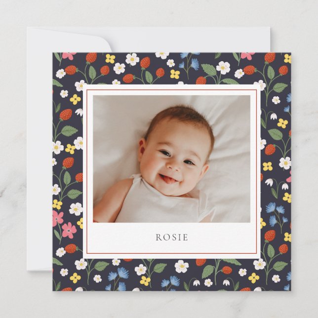 Strawberries marine Baby Faire-part de naissance (Devant)