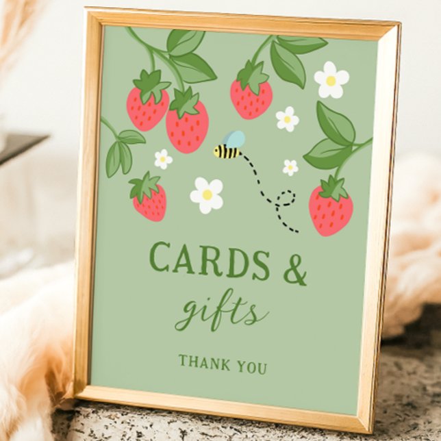 Strawberry Berry Sweet Birthday Party Sign Poster (Créateur téléchargé)