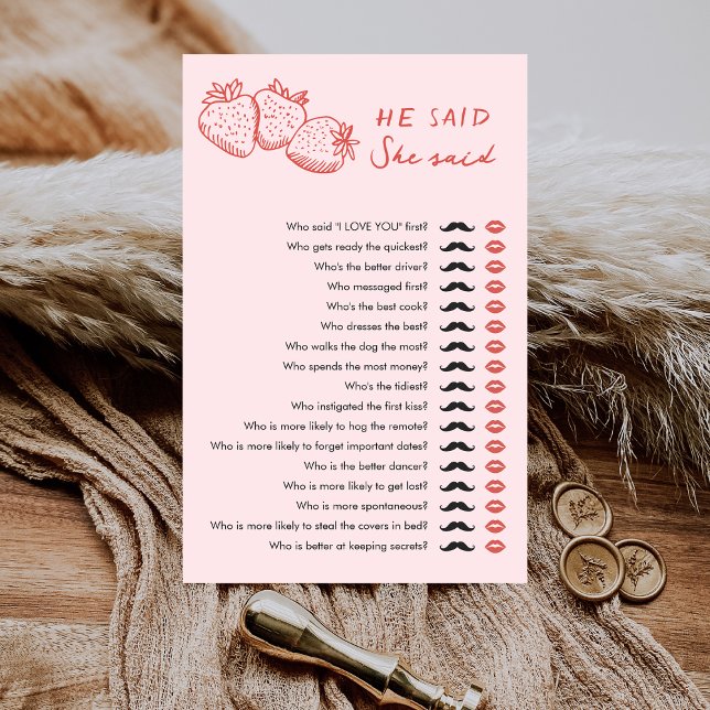 Strawberry He Said She Said Bridal Shower Game (Créateur téléchargé)