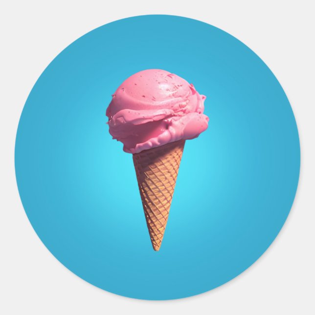 Strawberry Ice-Cream Classic Round Sticker (Devant)