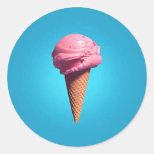 Strawberry Ice-Cream Classic Round Sticker