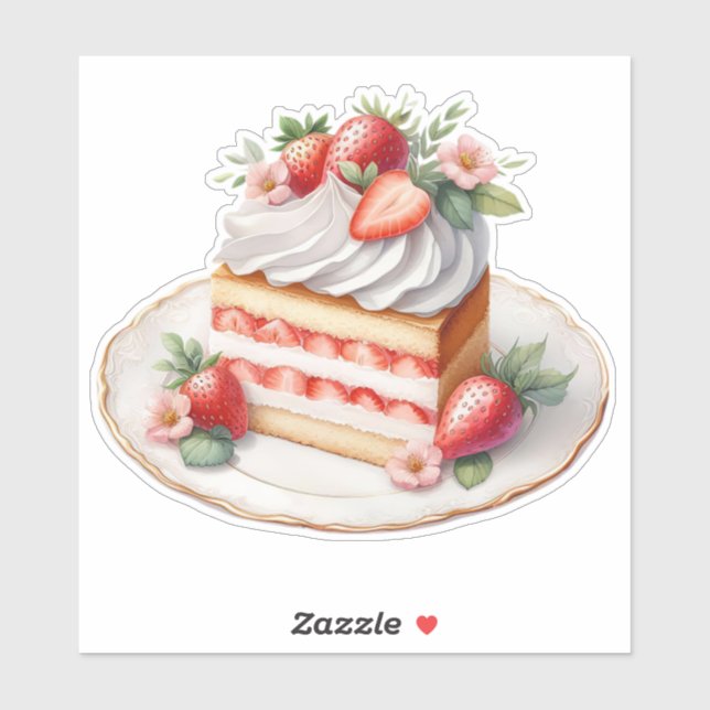 Strawberry Layer Cake Sticker | Cute Dessert  (Feuille)