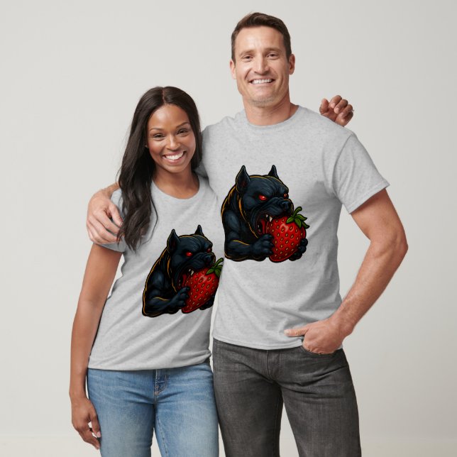 Strawberry Snarl – Glow Bulldog Couple T-Shirt (Unisexe)