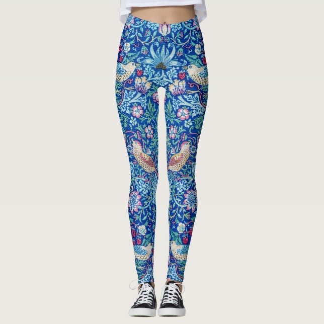 Strawberry Thief Blue, William Morris Leggings (Devant)