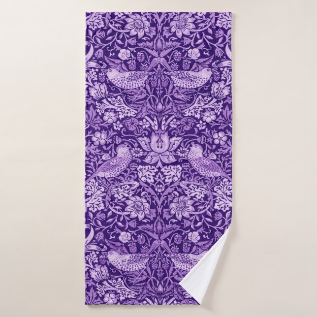 Strawberry Thief Purple, William Morris (Serviette de bain)