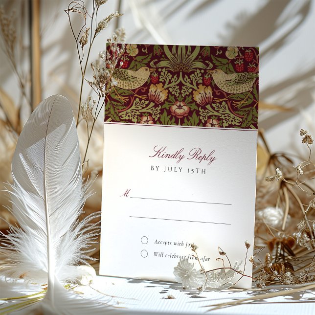 Strawberry Thief RSVP Invitation pour Mariage (Créateur téléchargé)