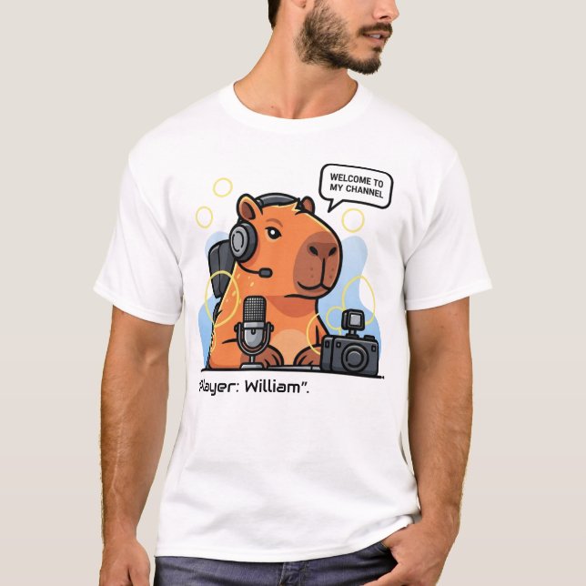 Streamer Capybara T-Shirt – Personalized Gamer App (Devant)