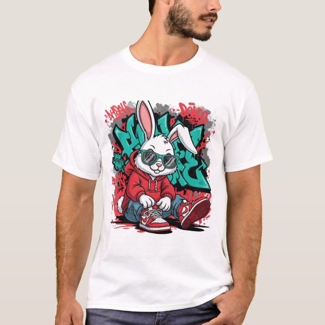 Street Art Bunny Swag T-Shirt (Devant)