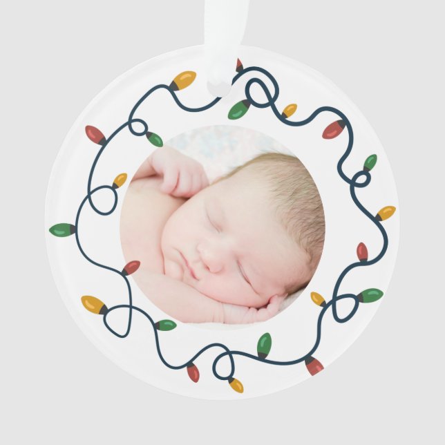 String Lights Custom Baby's First Christmas Photo (devant)