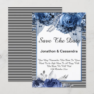 STRIPÉ BLACK BLUE FLORAL BORDER ENREGISTRER LA DAT