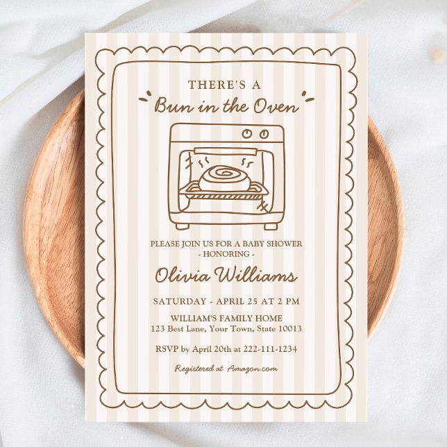 Stripe Bun in the Oven Baby Shower Invitation (Créateur téléchargé)