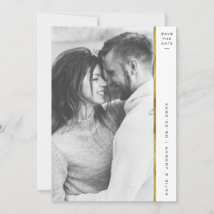Stripe Faux Gold Foil Photo Enregistrer les cartes