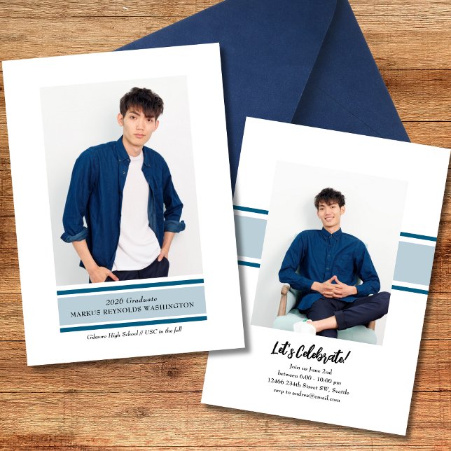 Stripe Photo Graduation Invitation (Créateur téléchargé)