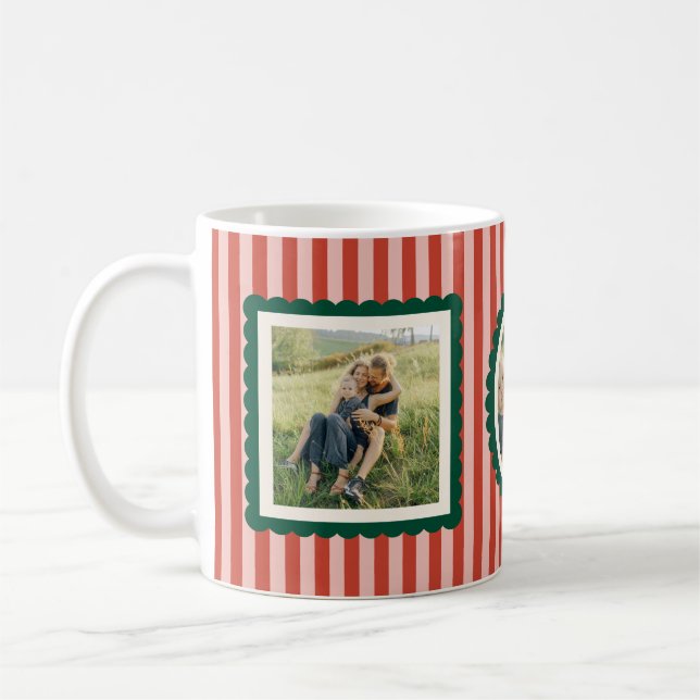 Stripes and Scallops Holiday Photo Mug (Gauche)