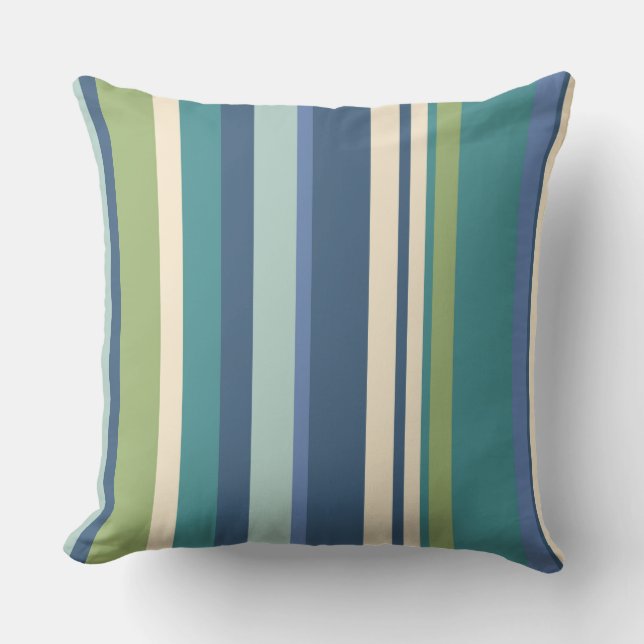 Stripes Bleu Vert extérieur Patio Coussins (Recto)